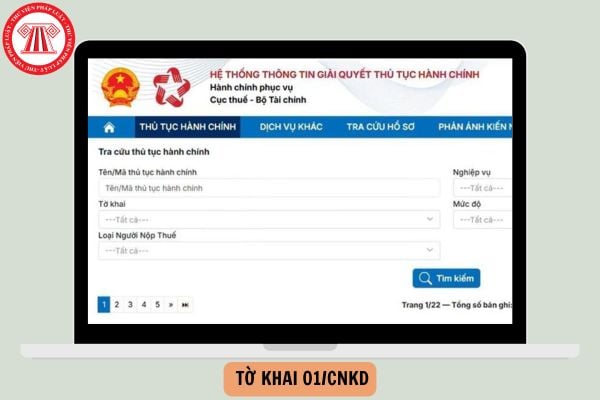 Hướng dẫn kê khai Tờ khai 01 CNKD trên dichvucong gdt gov vn chi tiết ra sao?