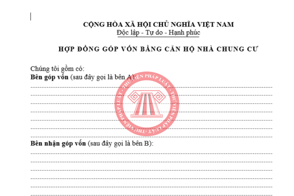 Mẫu hợp đồng góp vốn bằng chung cư mới nhất 2026