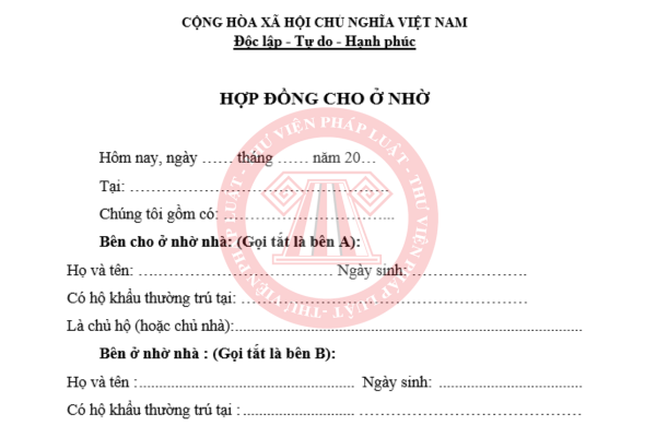 Tải về mẫu hợp đồng cho ở nhờ mới nhất 2026