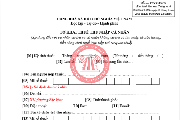 mẫu tờ khai 02/kk-tncn