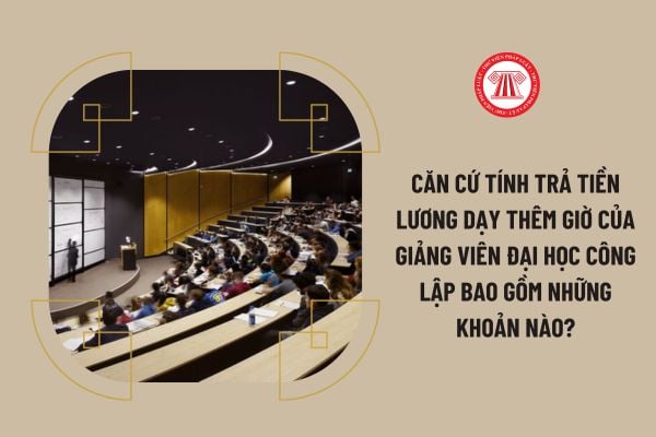 Căn cứ tính trả tiền lương dạy thêm giờ của giảng viên đại học công lập bao gồm những khoản nào?