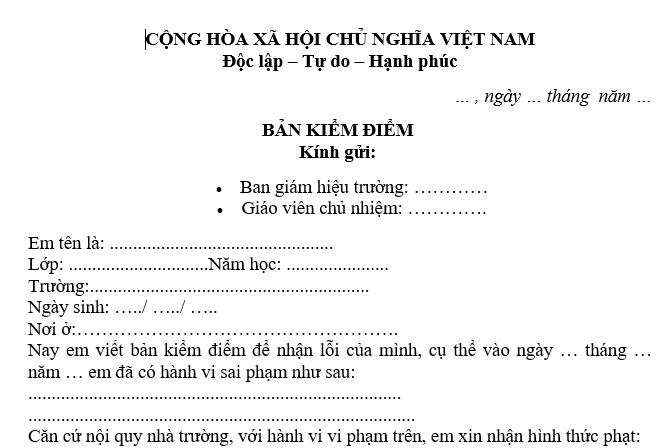 bảng kiểm điểm