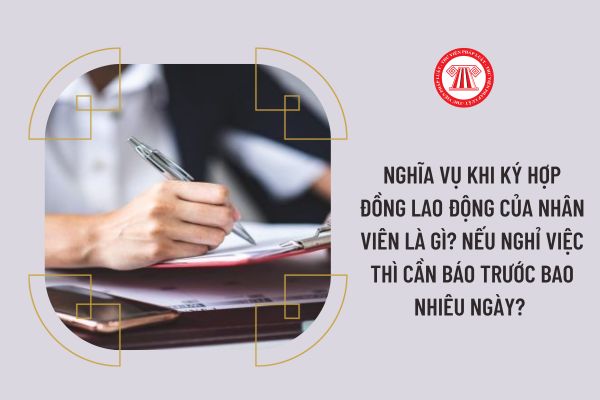 Nghĩa vụ khi ký hợp đồng lao động của nhân viên là gì? Nếu nghỉ việc thì cần báo trước bao nhiêu ngày? 