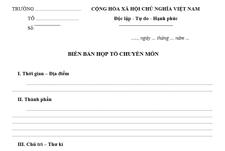 biên bản họp tổ chuyên môn