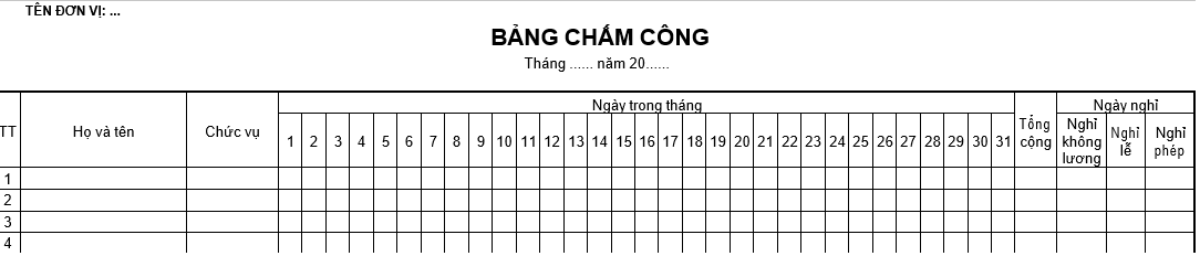 File bảng chấm công cá nhân