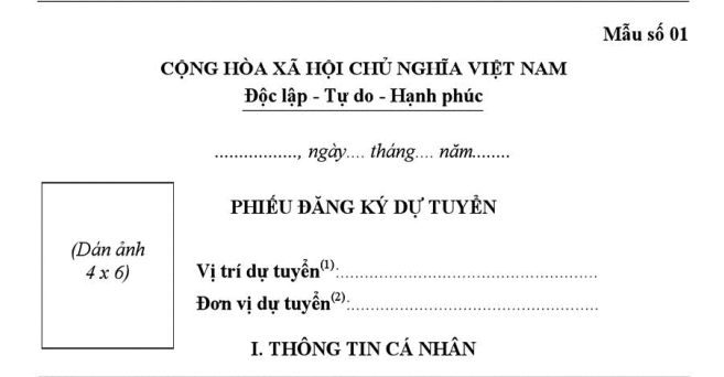 Mẫu phiếu đăng ký dự tuyển viên chức