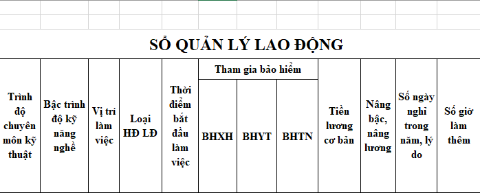 Mẫu sổ quản lý lao động