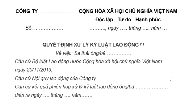Mẫu quyết định sa thải
