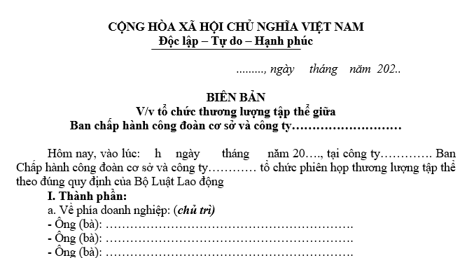 biên bản tổ chức thương lương tập thể 
