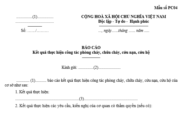 Mẫu Báo cáo PCCC 6 tháng cuối năm 2025