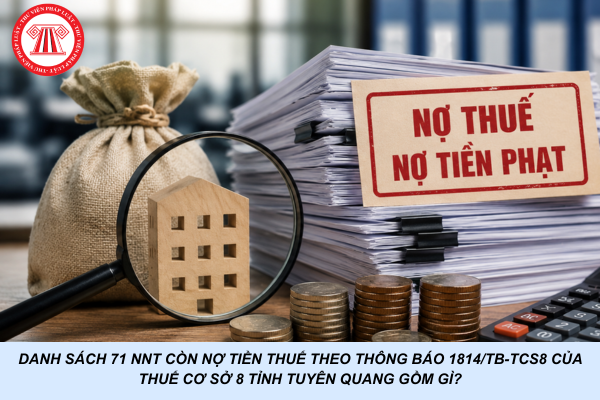 Danh sách 71 NNT còn nợ tiền thuế theo Thông báo 1814/TB-TCS8 của Thuế cơ sở 8 tỉnh Tuyên Quang gồm gì?