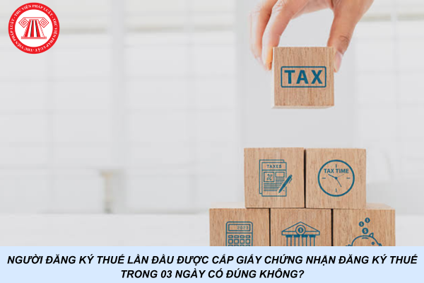 Người đăng ký thuế lần đầu được cấp Giấy chứng nhận đăng ký thuế trong 03 ngày có đúng không?