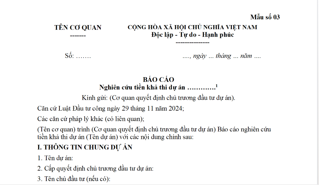 Nghị định 85: Báo cáo nghiên cứu tiền khả thi dự án nhóm A mới nhất? Nội dung Báo cáo nghiên cứu tiền khả thi dự án nhóm A?