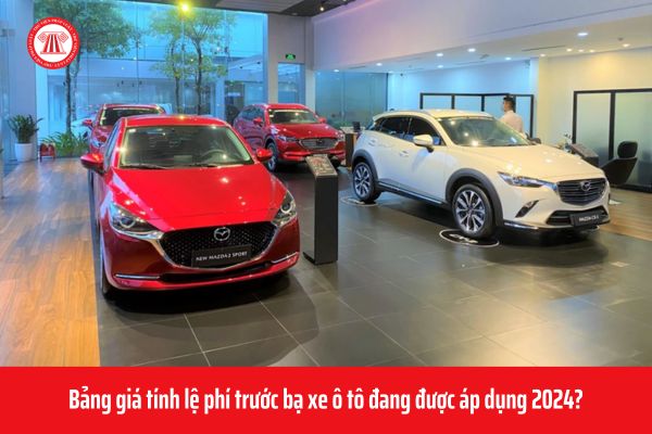 Bảng giá tính lệ phí trước bạ xe ô tô đang được áp dụng 2024?