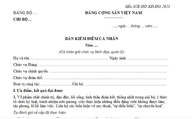 Bản kiểm điểm đảng viên cuối năm của hiệu trưởng là Mẫu nào? Hiệu trưởng đóng đảng phí hằng tháng bao nhiêu?