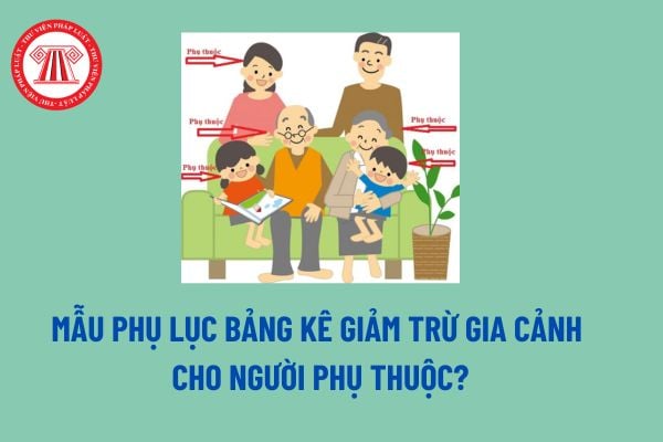 Mẫu Phụ lục bảng kê giảm trừ gia cảnh cho người phụ thuộc? Mức giảm trừ gia cảnh mới nhất đối với người phụ thuộc là bao nhiêu tiền/tháng?