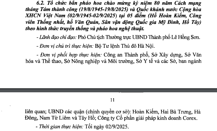Có bắn pháo hoa nhân dịp đại lễ 2 9 tại Hồ Hoàn Kiếm, Hồ Tây không? Lịch bắn? 5 điểm bắn pháo hoa tại Hà Nội?