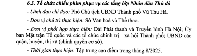 Lịch chiếu phim phục vụ các tầng lớp Nhân dân Thủ đô dịp lễ 2 9? 
