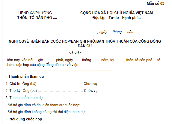  Mẫu Biên bản cuộc họp của cộng đồng dân cư mới nhất 2026