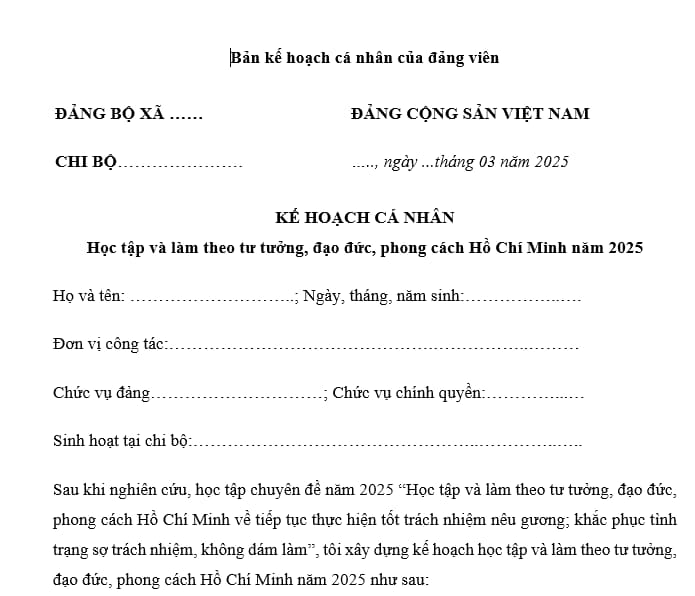 Kế hoạch cá nhân