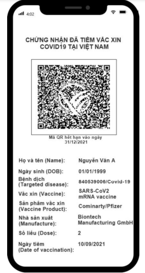Biểu mẫu Hộ chiếu vắc xin