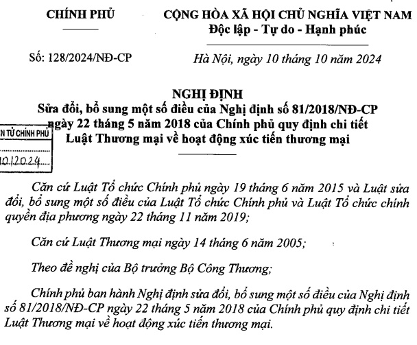 Đã có Nghị định 128/2024 sửa quy định về khuyến mại tại Nghị định 81/2018