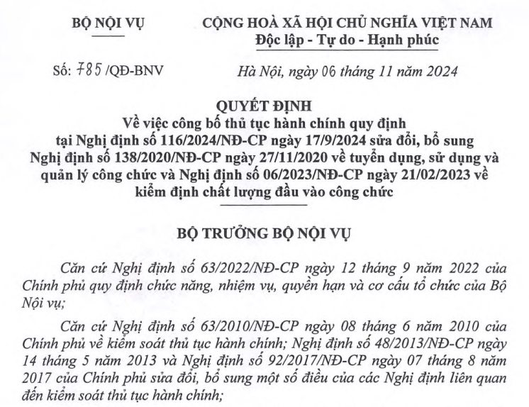 Đã có Quyết định 785 về thủ tục thi tuyển, xét tuyển công chức mới nhất