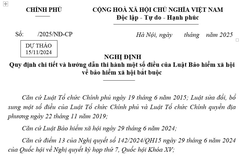 Đã có Dự thảo Nghị định hướng dẫn Luật Bảo hiểm xã hội về bảo hiểm xã hội bắt buộc