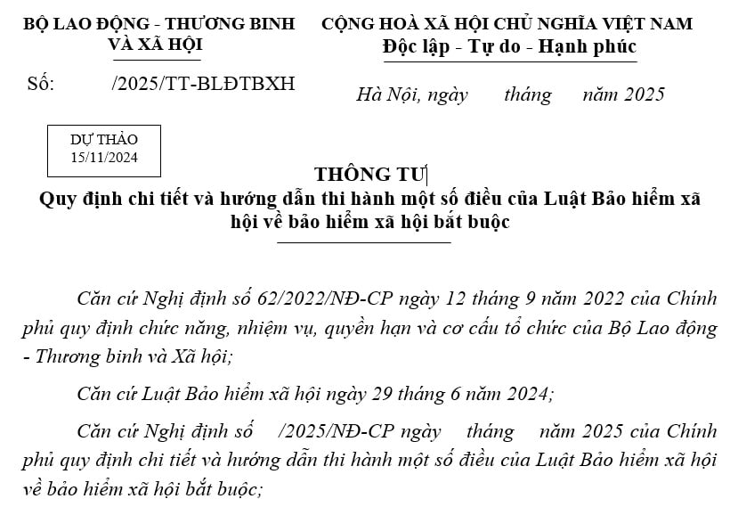 Đã có dự thảo Thông tư hướng dẫn Luật Bảo hiểm xã hội về bảo hiểm xã hội bắt buộc