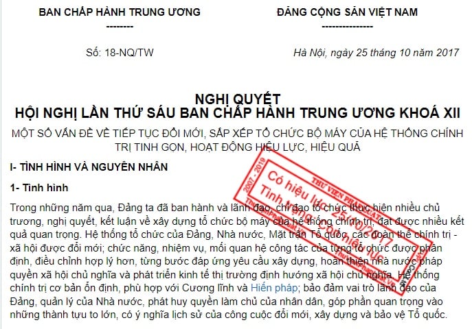 Nghị quyết 18-NQ/TW là Nghị quyết gì? Có những nội dung chính nào?