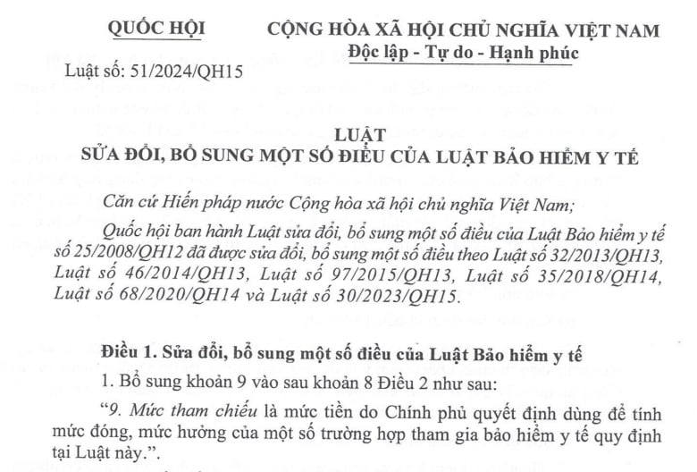 Đã có Luật sửa đổi Luật Bảo hiểm y tế năm 2024