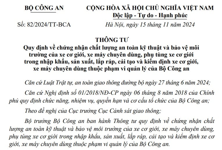 Đã có Thông tư 82/2024 về kiểm định an toàn kỹ thuật và bảo vệ môi trường của xe năm 2025