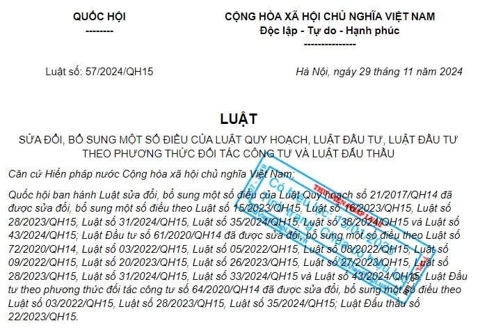 Đã có Luật sửa đổi Luật Đầu tư, Luật Đấu thầu 2024