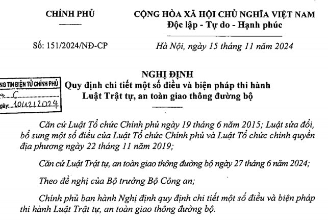 Đã có Nghị định 151/2024 hướng dẫn Luật Trật tự an toàn giao thông đường bộ 2024