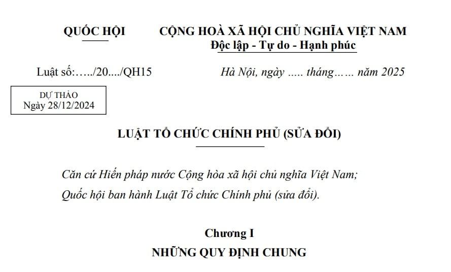 Đã có Dự thảo Luật Tổ chức Chính phủ (sửa đổi)