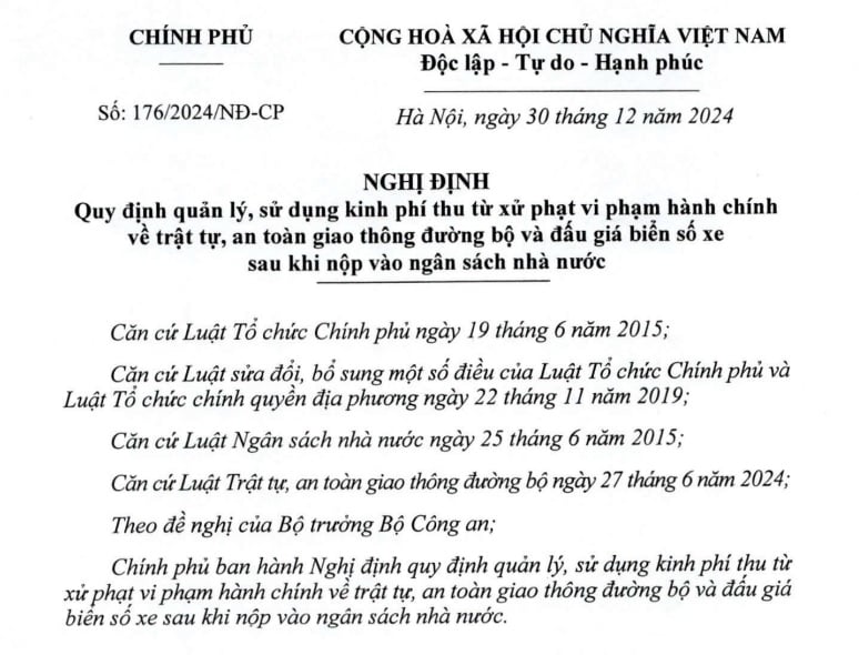 Đã có Nghị định 176/2024 về sử dụng kinh phí thu từ xử phạt giao thông đường bộ