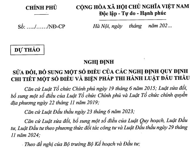 Dự thảo Nghị định sửa đổi các Nghị định hướng dẫn Luật Đấu thầu mới nhất