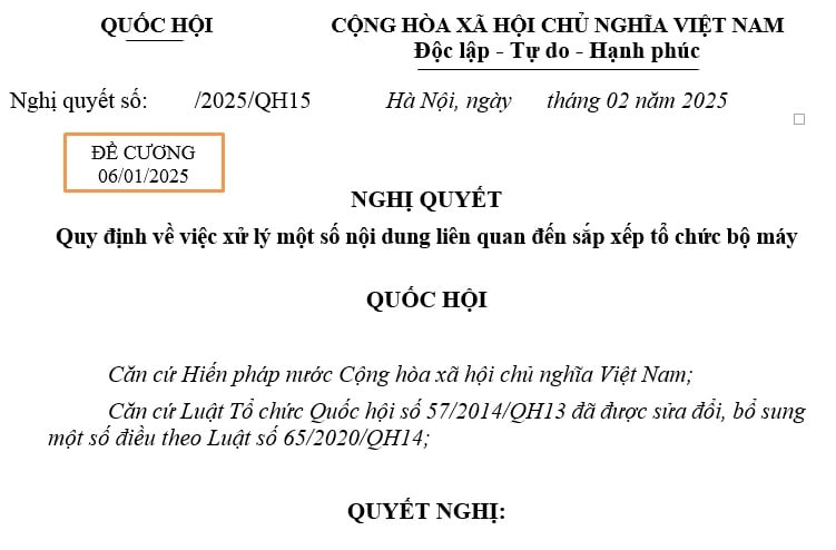 Đề cương Nghị quyết xử lý các nội dung liên quan đến sắp xếp tổ chức bộ máy