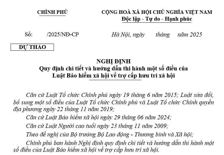 Đã có Dự thảo Nghị định về trợ cấp hưu trí xã hội từ 01/07/2025