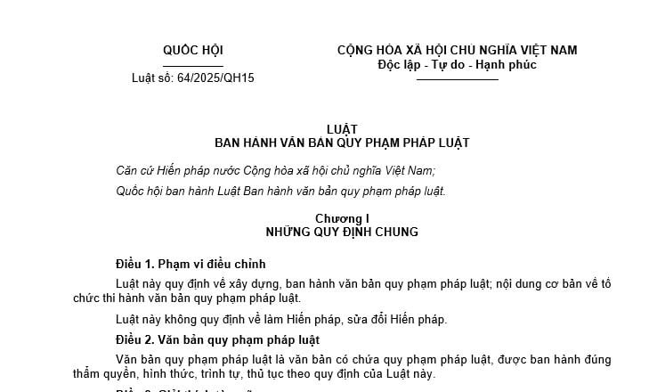 Đã có Luật Ban hành văn bản quy phạm pháp luật 2025