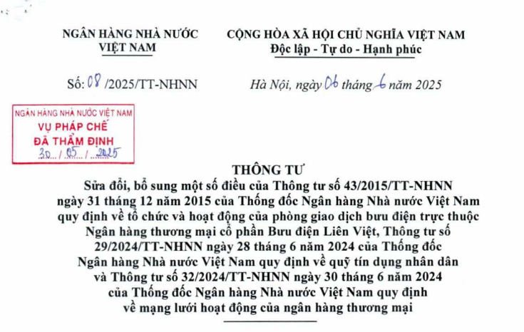 Đã có Thông tư 08/2025/TT-NHNN sửa đổi quy định về quỹ tín dụng nhân dân tại Thông tư 29/2024/TT-NHNN