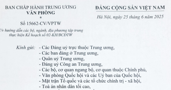Công văn 15662: Hướng dẫn thực hiện Kế hoạch 02 về thúc đẩy chuyển đổi số đáp ứng sắp xếp tổ chức bộ máy