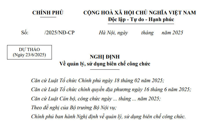 Đã có dự thảo Nghị định về quản lý sử dụng biên chế công chức