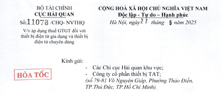 Công văn 11078: Hướng dẫn áp dụng thuế giá trị gia tăng đối với thiết bị điện tử