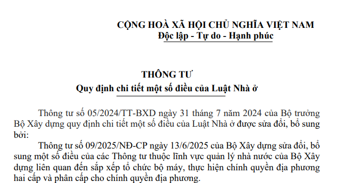 Đã có VBHN 08/VBHN-BXD hợp nhất Thông tư hướng dẫn Luật Nhà ở 2023