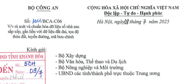 Chỉ đạo mới của Bộ Công an về số nhà sau sắp xếp đơn vị hành chính các cấp (Công văn 3011/BCA-C06)