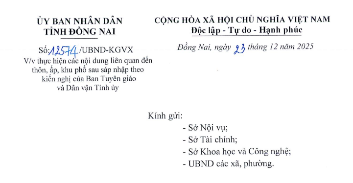 Công văn 12574 tham mưu ban hành Nghị định về tổ chức hoạt động của thôn tổ dân phố
