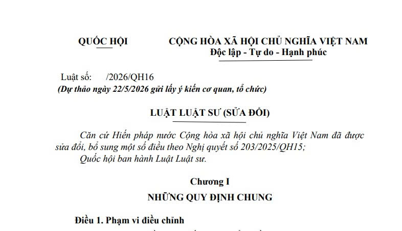 Đã có dự thảo Luật Luật sư (sửa đổi) 