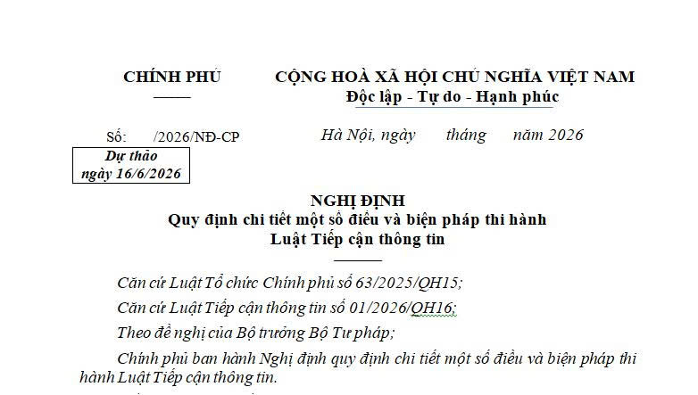 Đã có dự thảo Nghị định quy định chi tiết Luật Tiếp cận thông tin