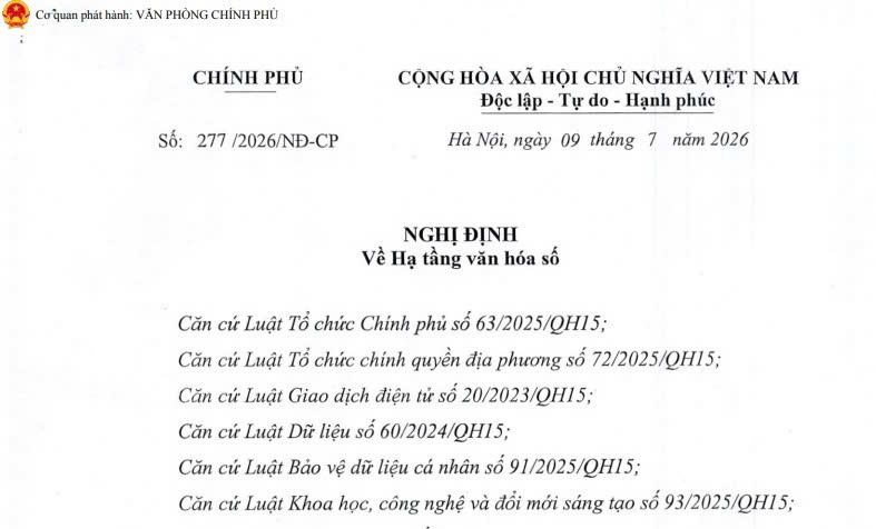 Đã có Nghị định 277/2026/NĐ-CP về hạ tầng văn hóa số 